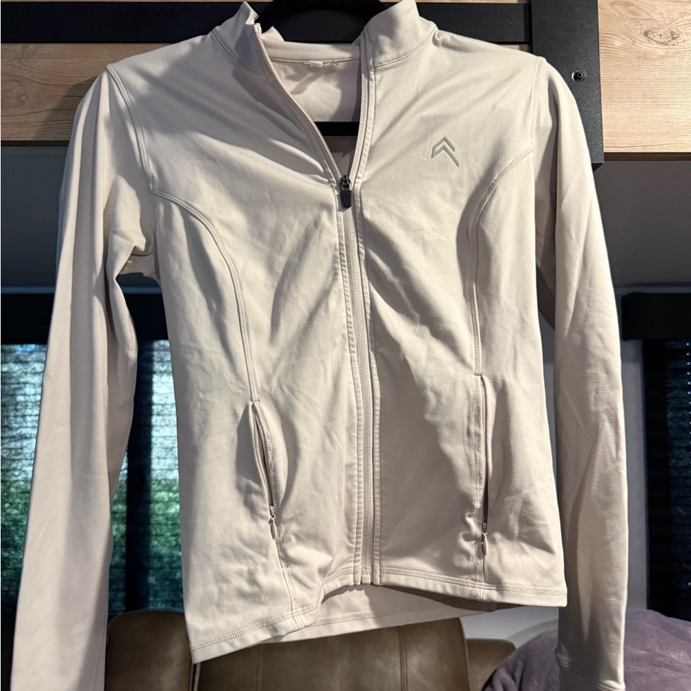 Women's Cream Zip-Front Bomber Jacket